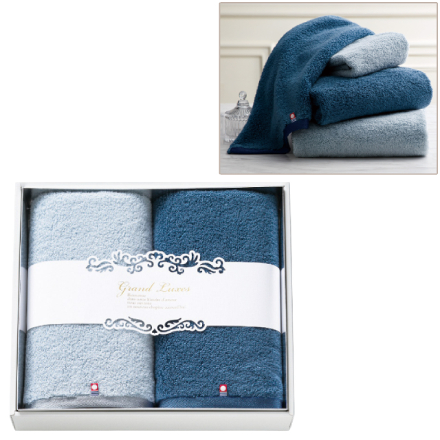 グランリュクス ギリシャ綿無撚糸フェイスタオル2枚セット