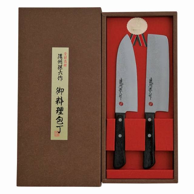 濃州孫六作 古流梨地包丁2点セット