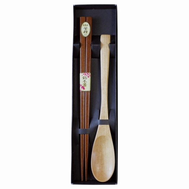 ◇木箸紫檀仕上・白木スプーンセット