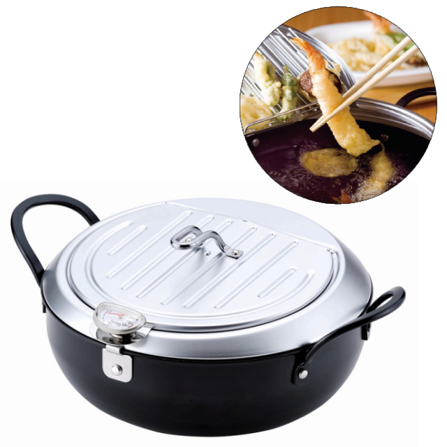 燕三条発いいもの小路IH対応鉄製蓋付天ぷら鍋24cm