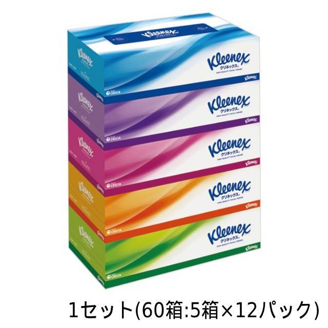 日本製紙クレシア クリネックスティシュー 180組/箱 1セット(60箱:5箱×12パック)
