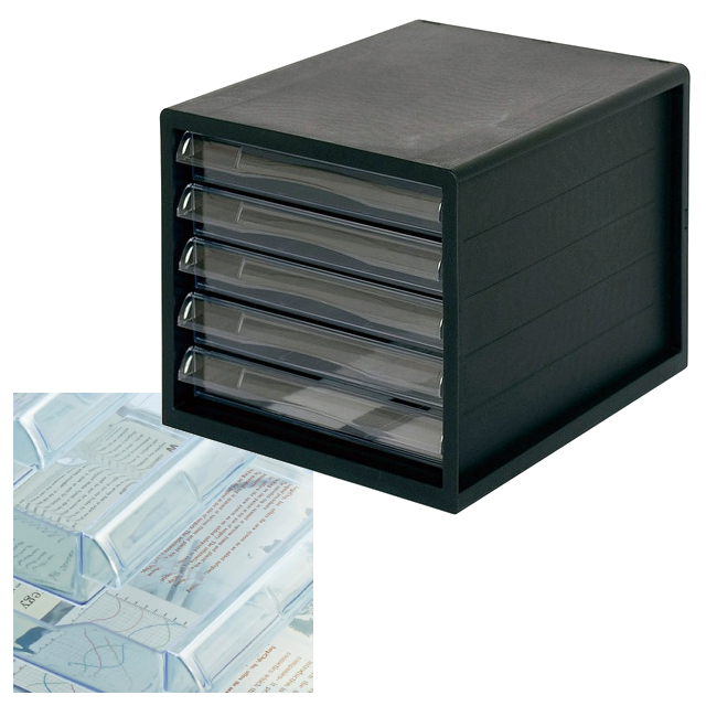 ナカバヤシ レターケース A4タテ 浅5段 ブラック A4E-05B