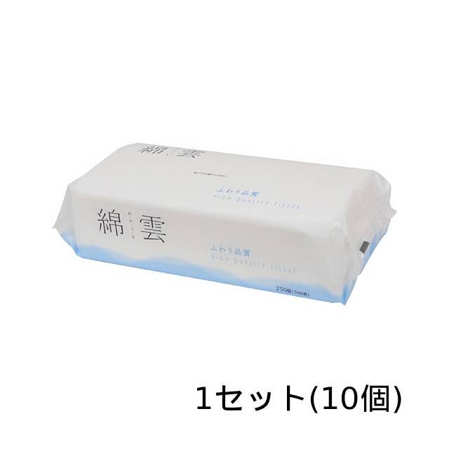 イデシギョー 綿雲ふわりティッシュ ソフトパック 250組 1セット(10個)