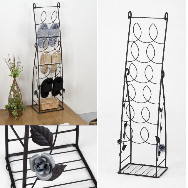 燕三条製 エレガントローズ 玄関スリッパラック